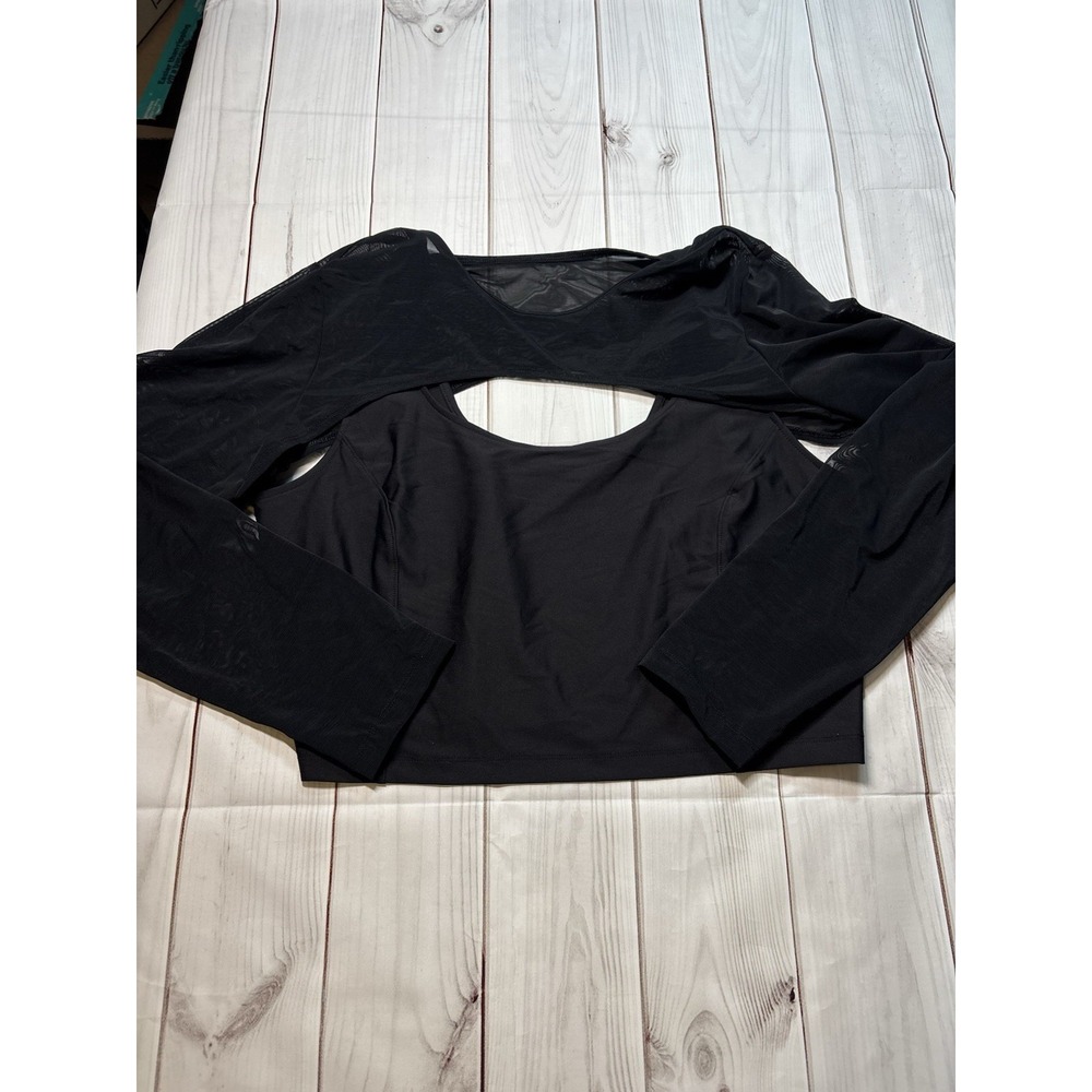 Old Navy Active Powersoft Go-Dry Black Cropped Sheer Layering Top XL